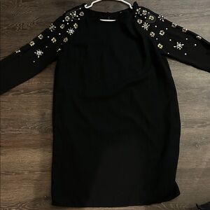 H&M Black Dress with Gold Floral Accents